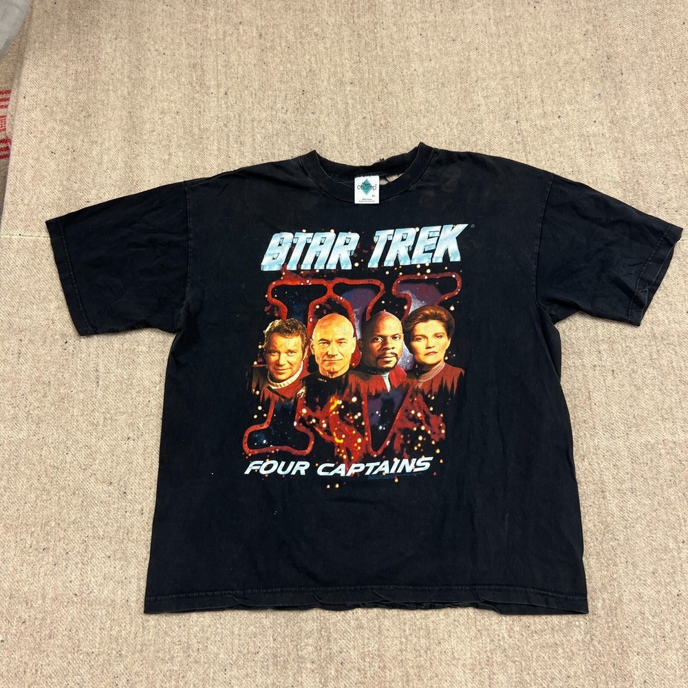 Vintage‎ Star Trek Shirt Mens XL Black 1990s Four Captains
